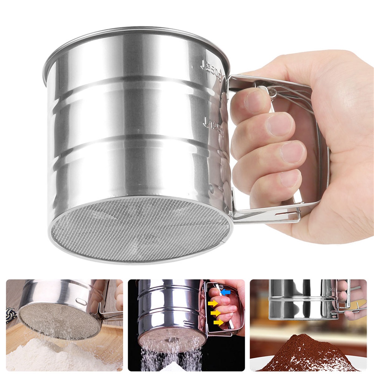 Baking Powder Kitchen - Peneira De Farinha De Aço Inoxidável,