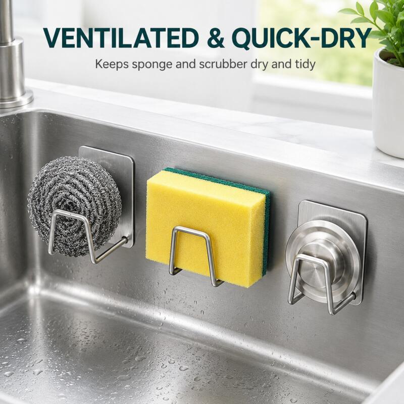 Kitchen Zo - Suporte Adesivo de Aço Inoxidável para