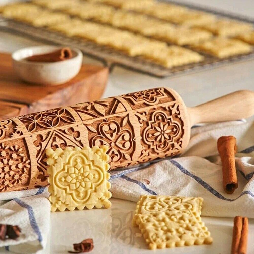 Kitchen Roll Baking - Rolo de madeira em relevo de