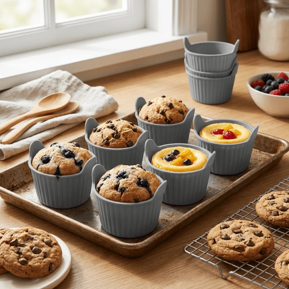 6 Pçs Molde De Silicone Para A - Kitchen Pro Baking Tray avaliação e preço